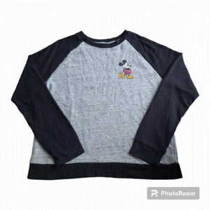 DISNEY Mickey Mouse Long Sleeve Cotton Blend Gray/Black Sweatshirt - Size Large